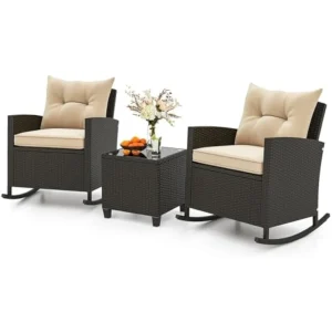 "3-Pc Outdoor Rocking Set- Porch/Balcony/Poolside Bistro Furniture"