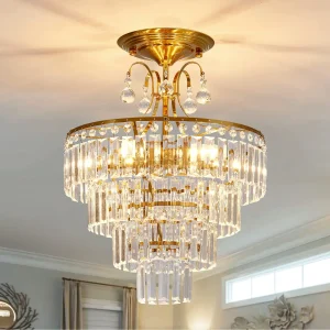 4-light crystal gold pendant lamp