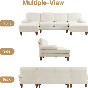 110"Sectional Couches for Living Room,U Shaped Couch with Double Chaise
