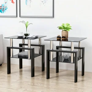 2-piece set, modern tempered glass coffee table, coffee table