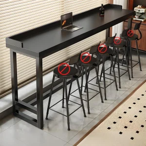 Narrow Bar Table Solid Wood Top For Restaurant Or Coffee Shop Small Space.