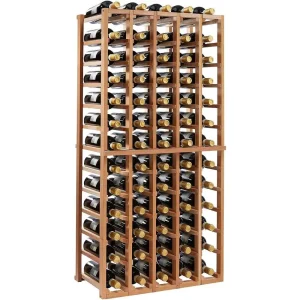 Stackable 5-Column Wooden Wine Rack - Holds 60 Bottles - Elegant Home Bar Decor and Storage